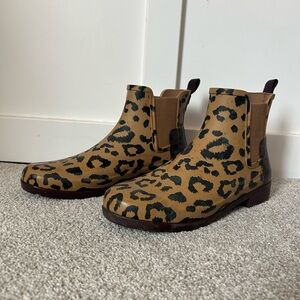 Hunters Leopard Print Ankle Boots